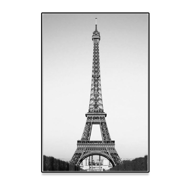Brehn | Fotografie Eiffelturm Leinwand Wandkunst für Esszimmer, Schwarz-Grau, Texturierte Oberfläche