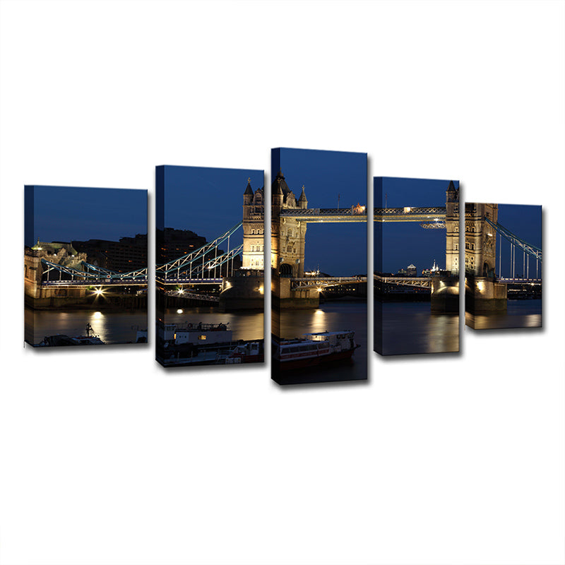 Brehn | Nacht London Tower Bridge Leinwand Blau Global Inspiriert Wandkunst Dekor für Wohnzimmer