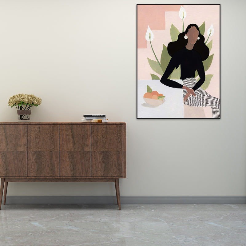 Brehn | Texturiertes weiches Farbcanvas nordischer Stil Mode Frauen Wandkunstdruck für das Schlafzimmer