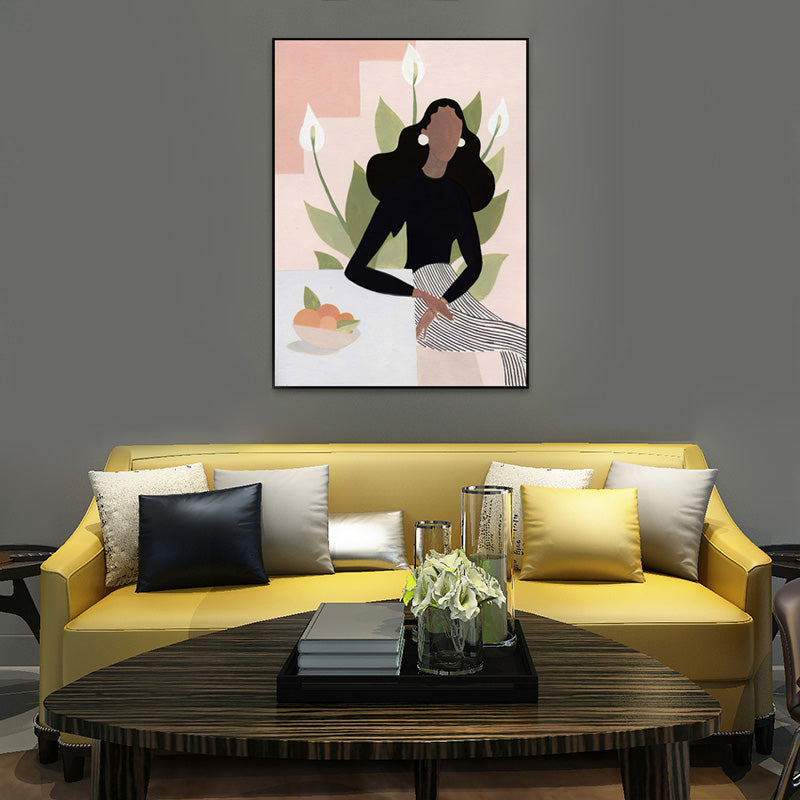 Brehn | Texturiertes weiches Farbcanvas nordischer Stil Mode Frauen Wandkunstdruck für das Schlafzimmer