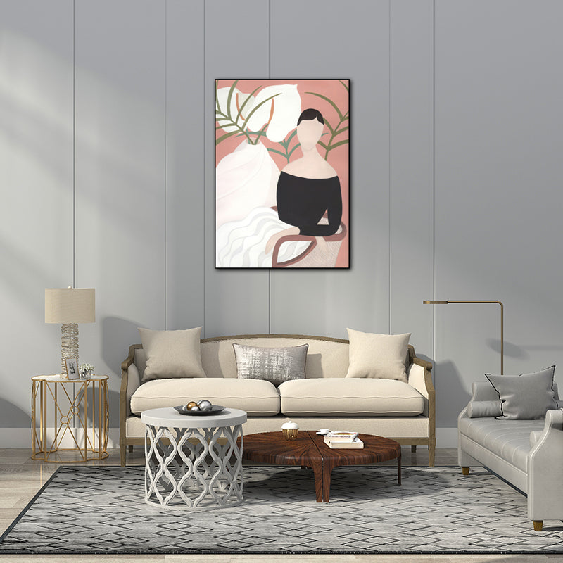 Brehn | Modern Girl Portrait Painting Lichtfarbe Schlafzimmer Wandkunst, Texturierte Oberfläche