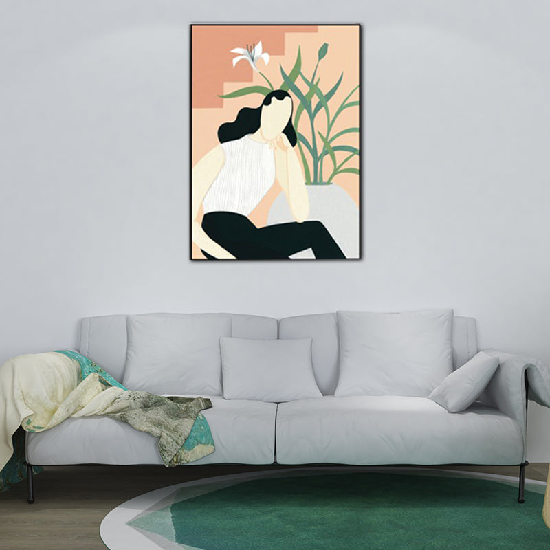 Brehn | Modern Girl Portrait Painting Lichtfarbe Schlafzimmer Wandkunst, Texturierte Oberfläche