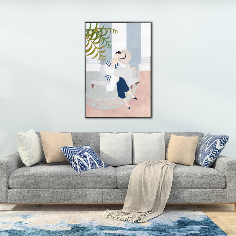 Brehn | Illustration Modische Frau Leinwand Wandkunst für Mädchen Wohnzimmer, Pastellfarbe