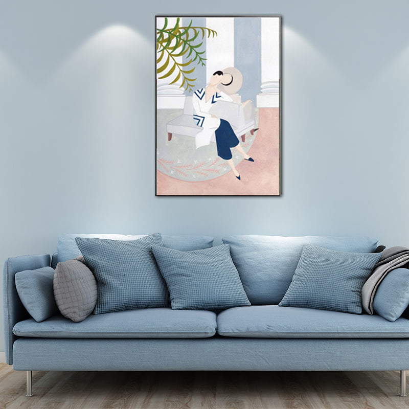 Brehn | Illustration Modische Frau Leinwand Wandkunst für Mädchen Wohnzimmer, Pastellfarbe