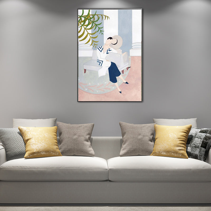 Brehn | Illustration Modische Frau Leinwand Wandkunst für Mädchen Wohnzimmer, Pastellfarbe