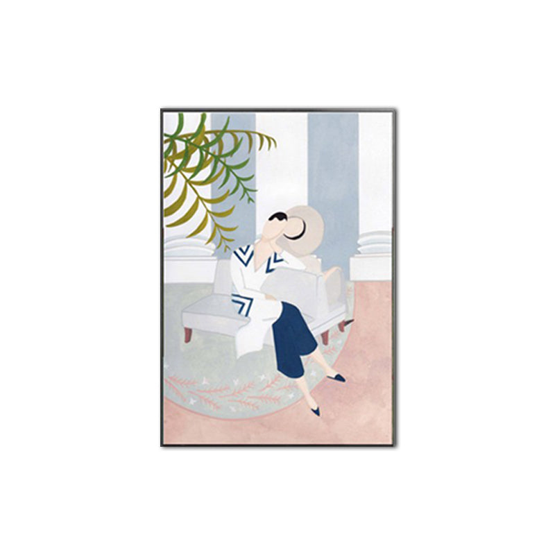 Brehn | Illustration Modische Frau Leinwand Wandkunst für Mädchen Wohnzimmer, Pastellfarbe