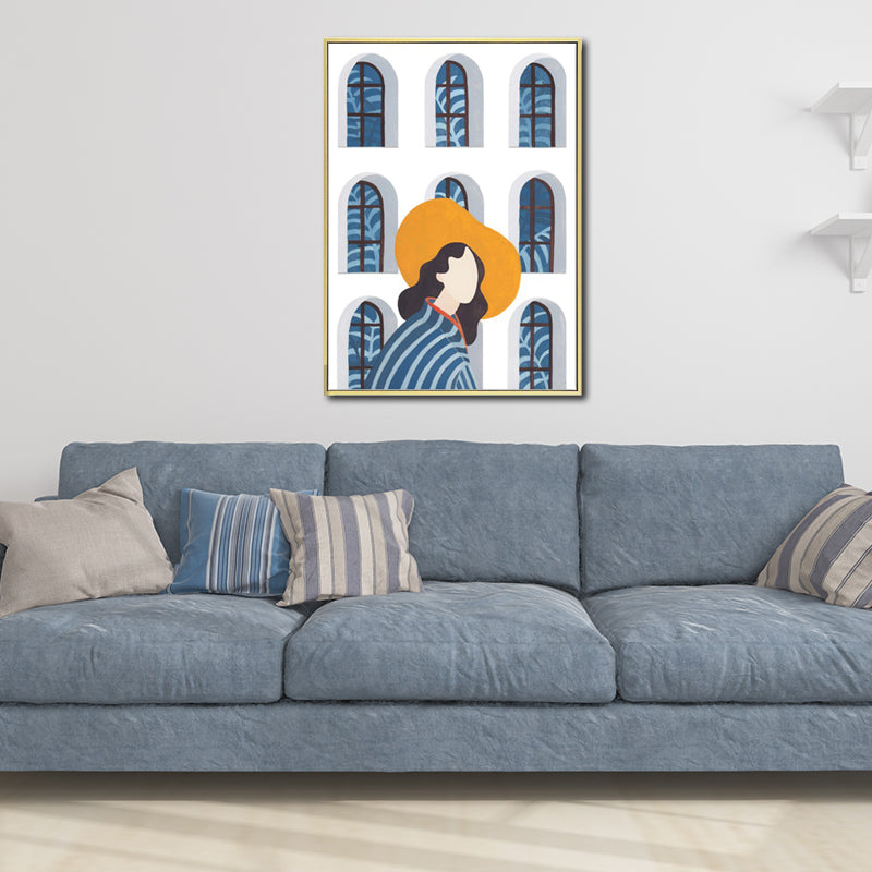 Brehn | Illustration Modische Frau Leinwand Wandkunst für Mädchen Wohnzimmer, Pastellfarbe