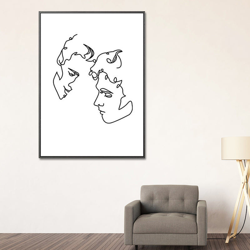 Brehn | Skandinavischer Stil Leinwand Weiß Kohlezeichnungen Charakterporträts Wandkunstdruck