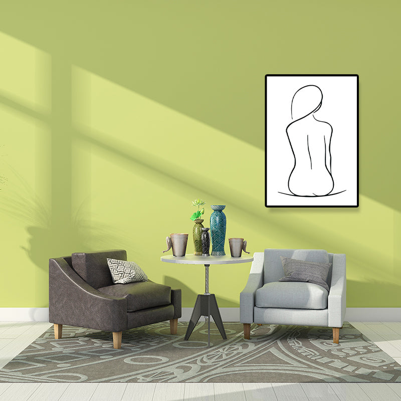 Brehn | Leinwand Texturiertes Gemälde Nordic Style Bleistift Mädchen Portrait Wandkunst, Mehrere Größen