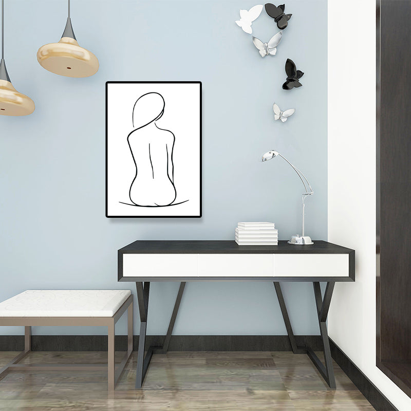 Brehn | Leinwand Texturiertes Gemälde Nordic Style Bleistift Mädchen Portrait Wandkunst, Mehrere Größen