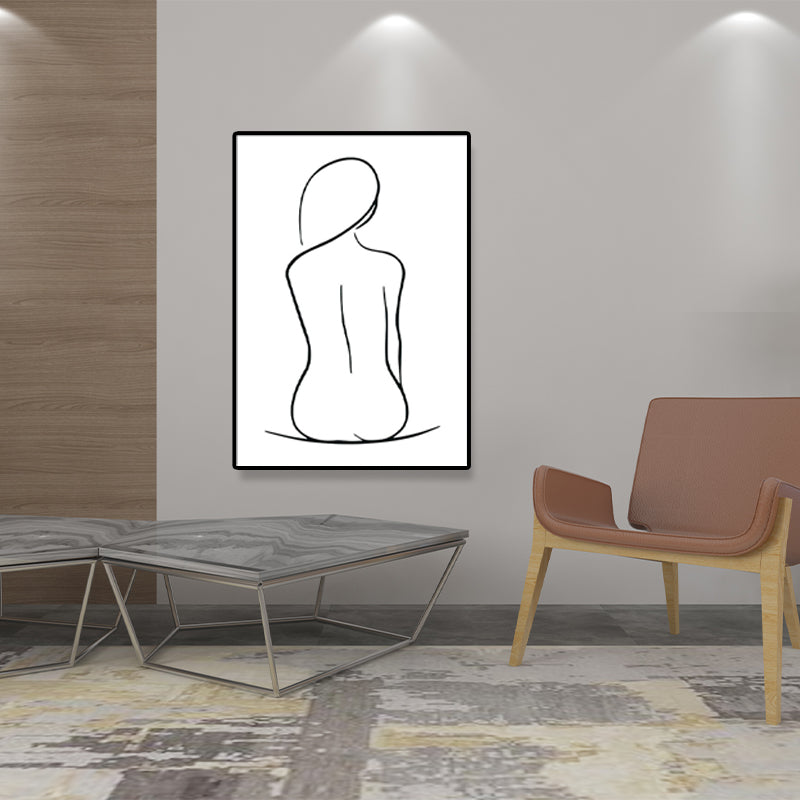 Brehn | Leinwand Texturiertes Gemälde Nordic Style Bleistift Mädchen Portrait Wandkunst, Mehrere Größen