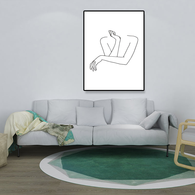 Brehn | Leinwand Texturiertes Gemälde Nordic Style Bleistift Mädchen Portrait Wandkunst, Mehrere Größen