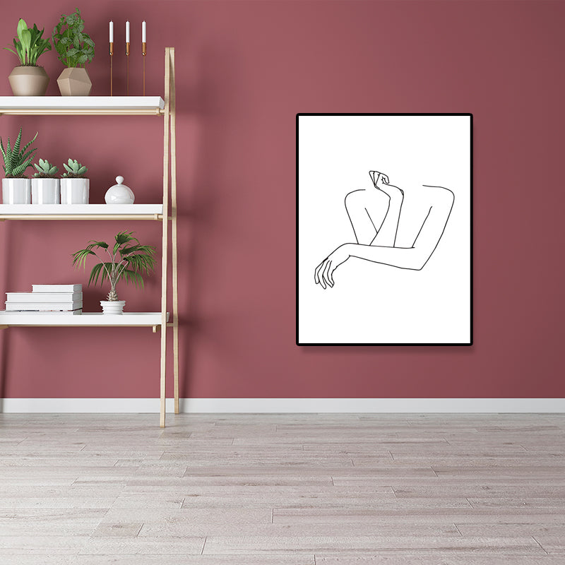 Brehn | Leinwand Texturiertes Gemälde Nordic Style Bleistift Mädchen Portrait Wandkunst, Mehrere Größen