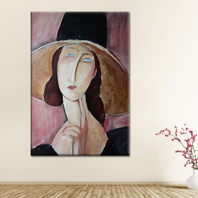 Brehn | Vintage Frau Portrait Malerei Leinwand Texturiert Rosa Wandkunst Druck für Mädchenzimmer