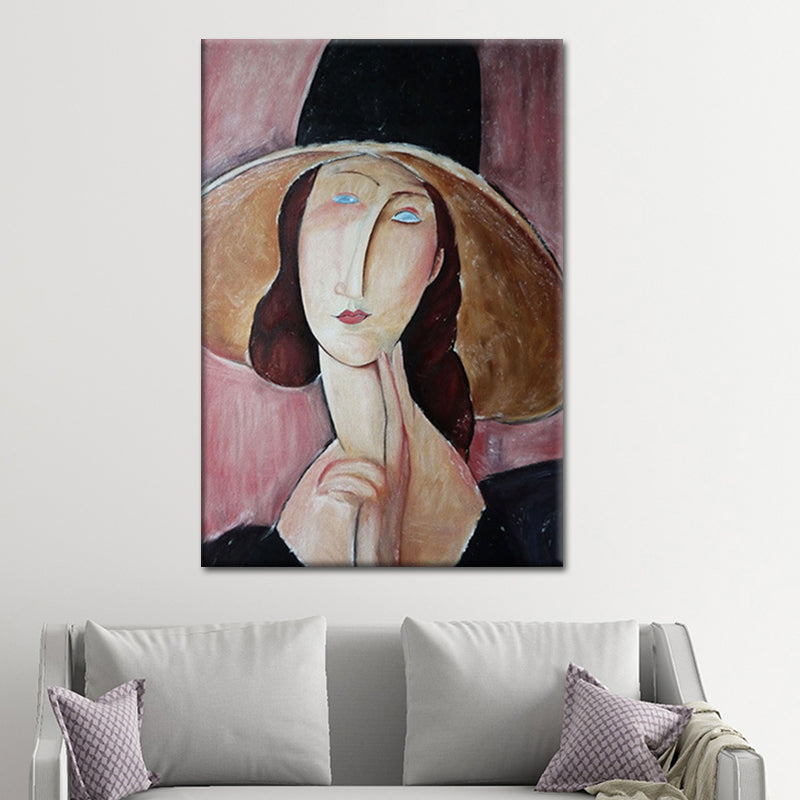Brehn | Vintage Frau Portrait Malerei Leinwand Texturiert Rosa Wandkunst Druck für Mädchenzimmer
