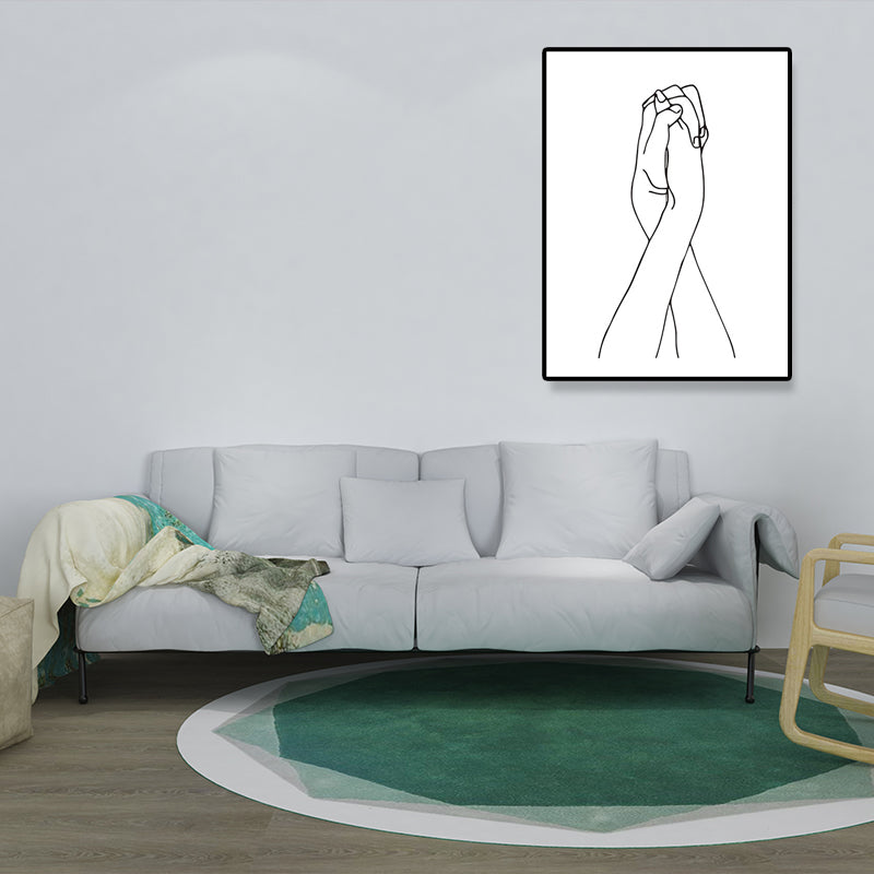 Brehn | Leinwand Weißes Gemälde Nordische Kohlezeichnungen Hand in Hand Wanddekoration, Mehrere Größen