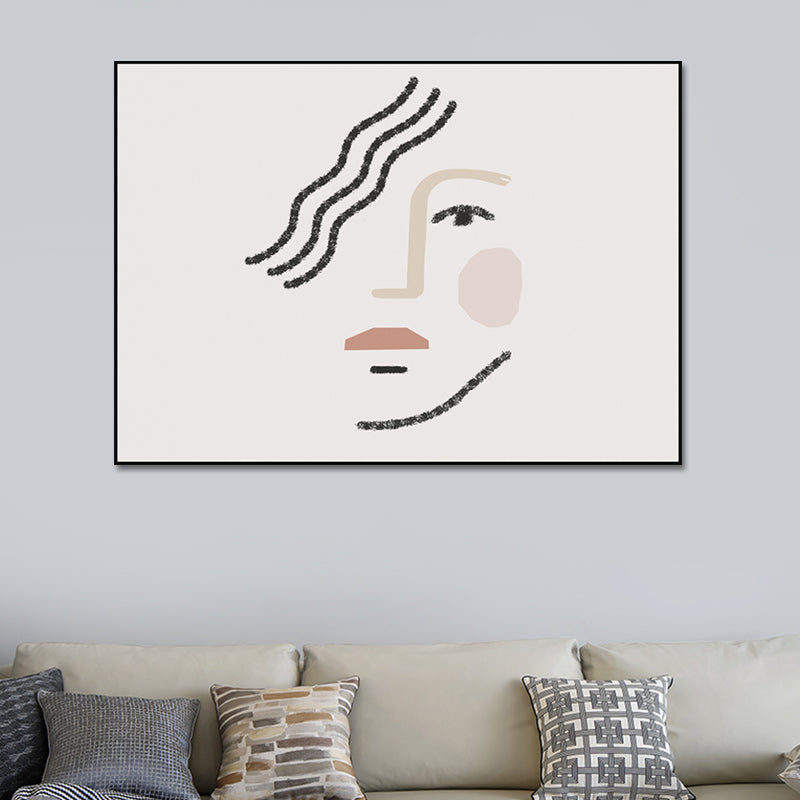 Brehn | Big Girls Gesichtsportrait Malerei Weiße Leinwand Materialien Wandkunst Druck Strukturierter