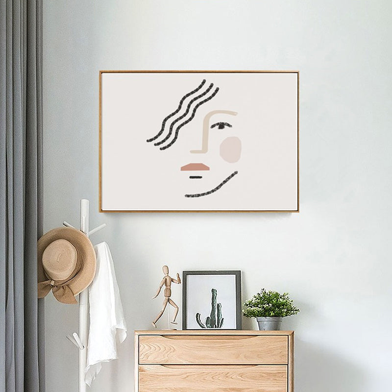 Brehn | Big Girls Gesichtsportrait Malerei Weiße Leinwand Materialien Wandkunst Druck Strukturierter