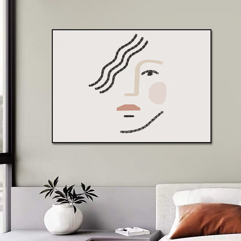 Brehn | Big Girls Gesichtsportrait Malerei Weiße Leinwand Materialien Wandkunst Druck Strukturierter