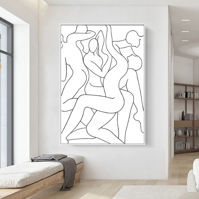 Brehn | Crowed Charakter Porträt Malerei für Mädchenzimmer Kohlezeichnungen Wandkunst Druck