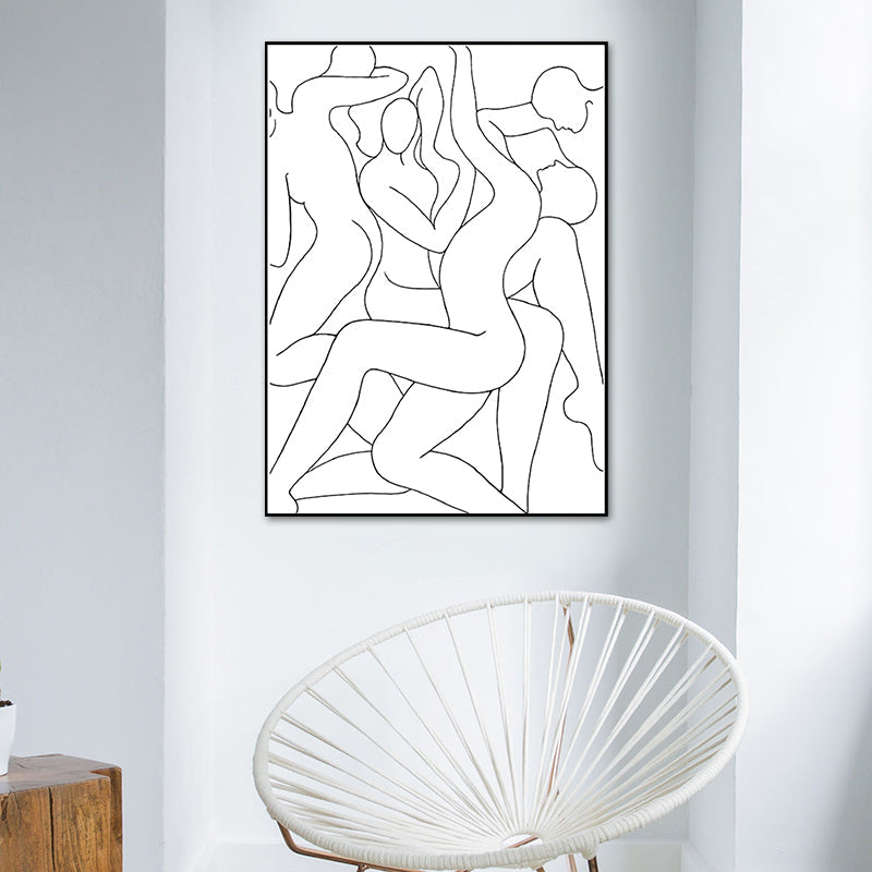 Brehn | Crowed Charakter Porträt Malerei für Mädchenzimmer Kohlezeichnungen Wandkunst Druck