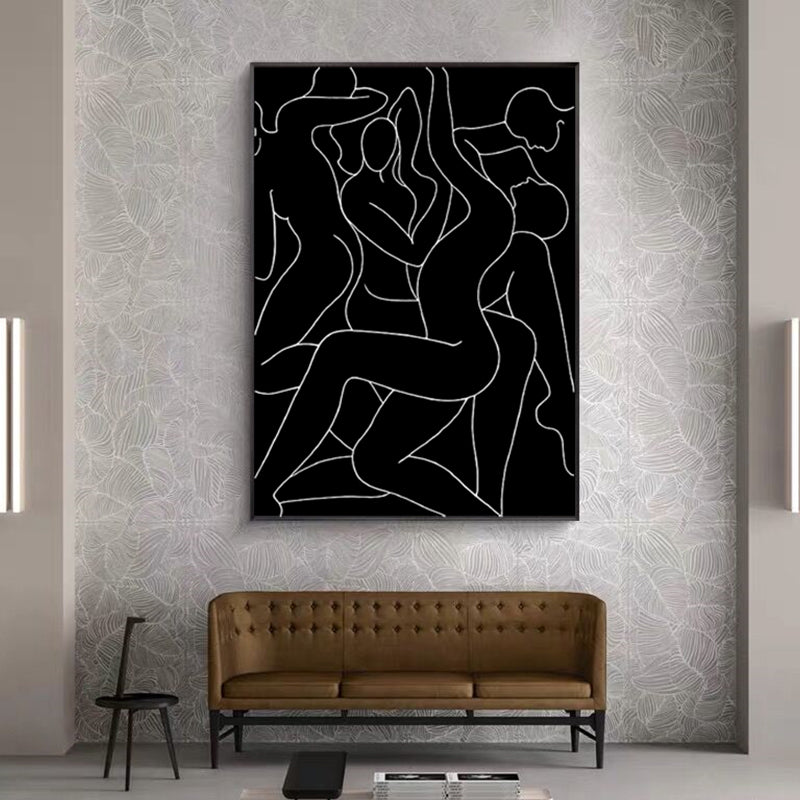 Brehn | Crowed Charakter Porträt Malerei für Mädchenzimmer Kohlezeichnungen Wandkunst Druck