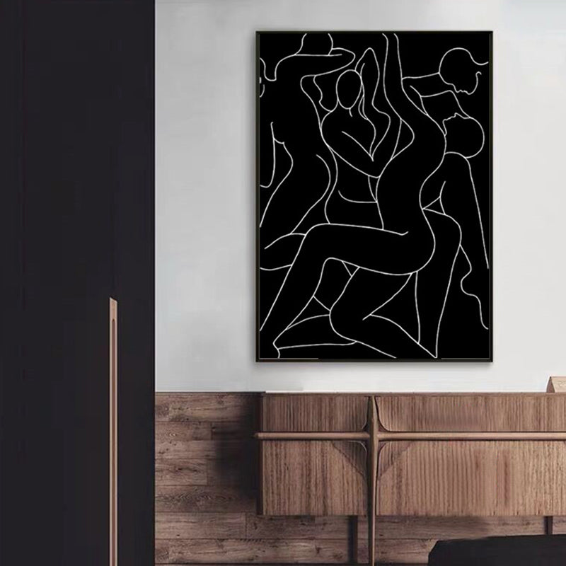 Brehn | Crowed Charakter Porträt Malerei für Mädchenzimmer Kohlezeichnungen Wandkunst Druck