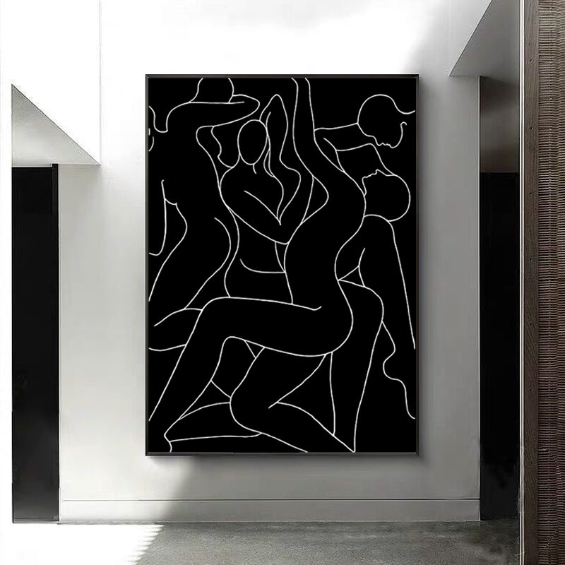 Brehn | Crowed Charakter Porträt Malerei für Mädchenzimmer Kohlezeichnungen Wandkunst Druck