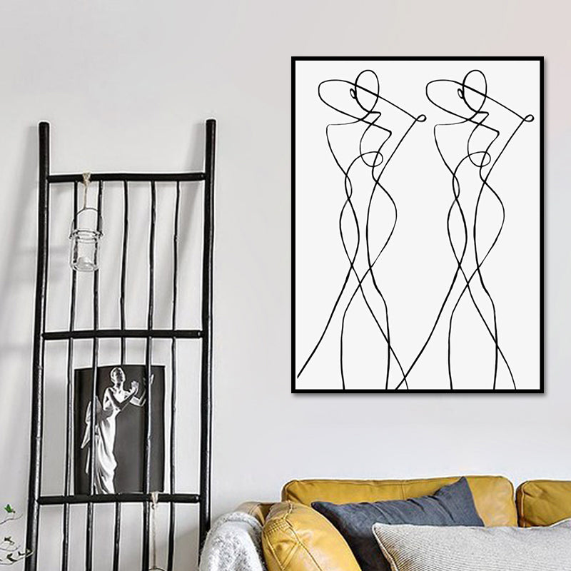 Brehn | Weiße Umarmung Figuren Wanddekoration Texturiert Skandinavischer Stil Jungen Schlafzimmer Leinwand