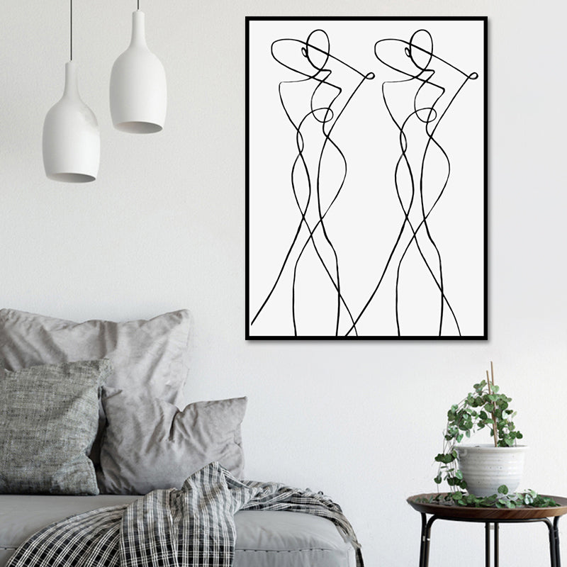 Brehn | Weiße Umarmung Figuren Wanddekoration Texturiert Skandinavischer Stil Jungen Schlafzimmer Leinwand