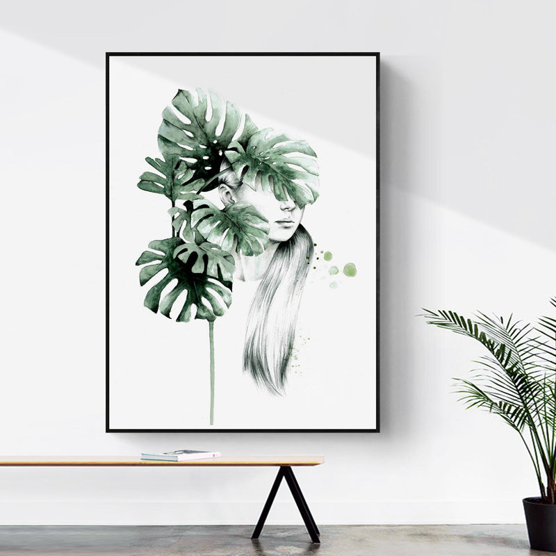 Brehn | Texturierte Figur und botanische Malerei Leinwand Glam Style Wandkunst Dekor für Badezimmer
