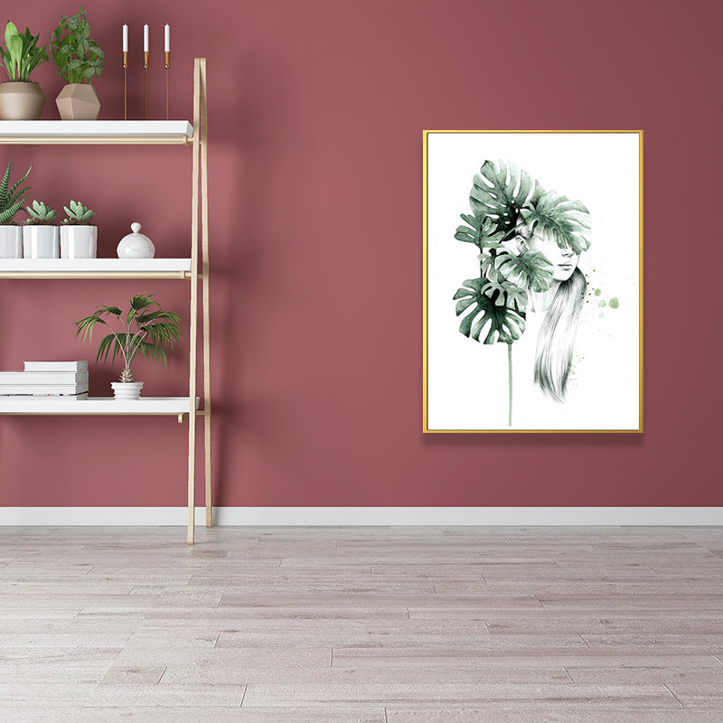 Brehn | Texturierte Figur und botanische Malerei Leinwand Glam Style Wandkunst Dekor für Badezimmer