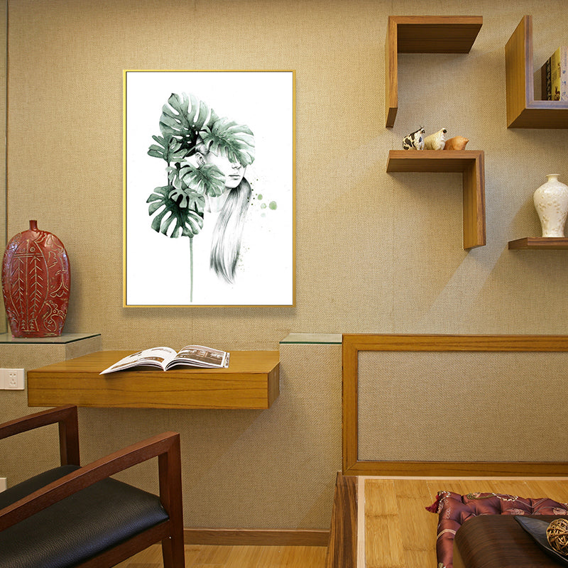 Brehn | Texturierte Figur und botanische Malerei Leinwand Glam Style Wandkunst Dekor für Badezimmer