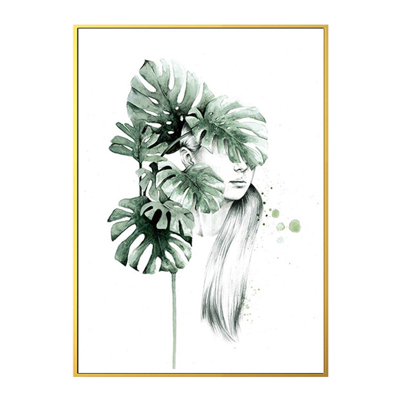 Brehn | Texturierte Figur und botanische Malerei Leinwand Glam Style Wandkunst Dekor für Badezimmer