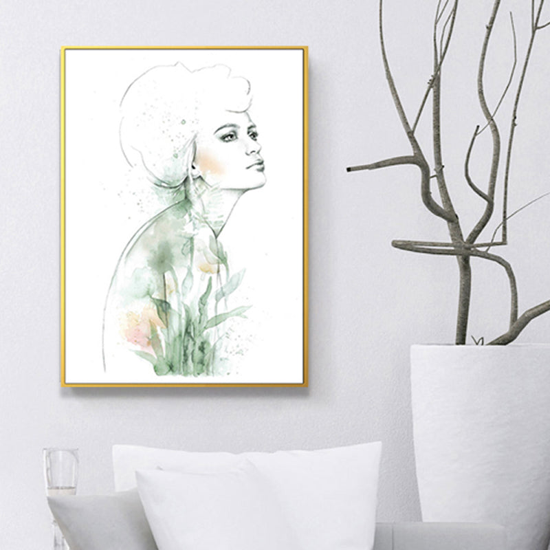 Brehn | Texturierte Figur und botanische Malerei Leinwand Glam Style Wandkunst Dekor für Badezimmer