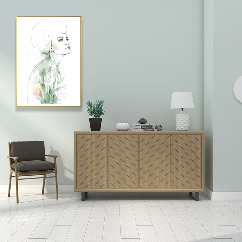 Brehn | Texturierte Figur und botanische Malerei Leinwand Glam Style Wandkunst Dekor für Badezimmer
