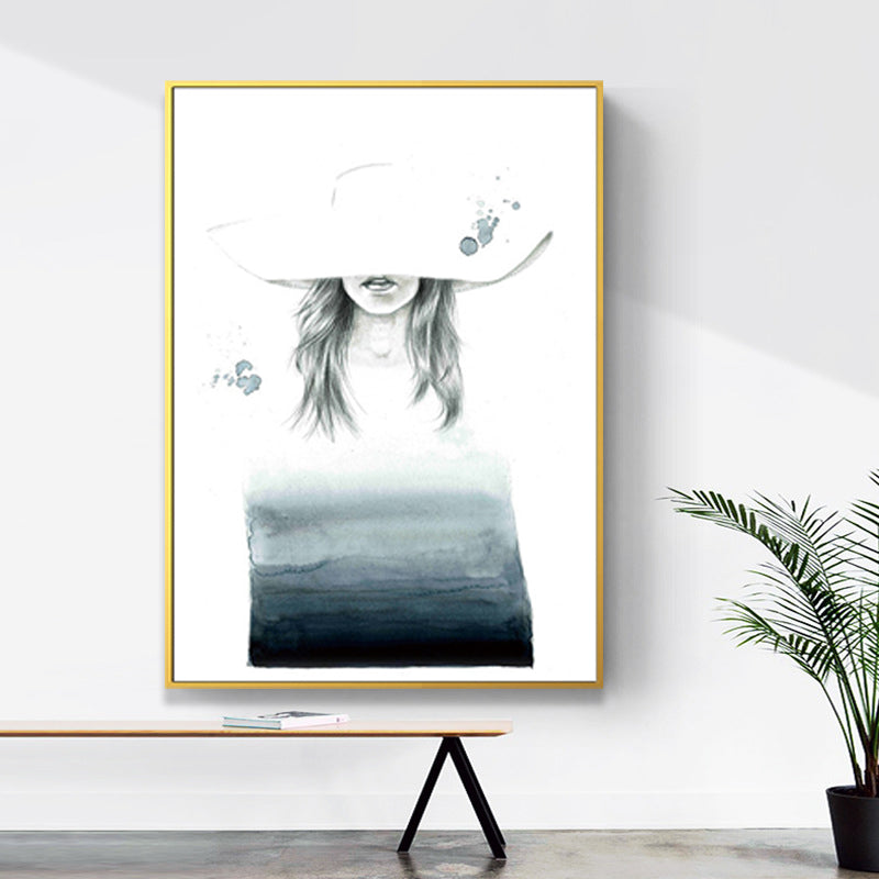 Brehn | Texturierte Figur und botanische Malerei Leinwand Glam Style Wandkunst Dekor für Badezimmer