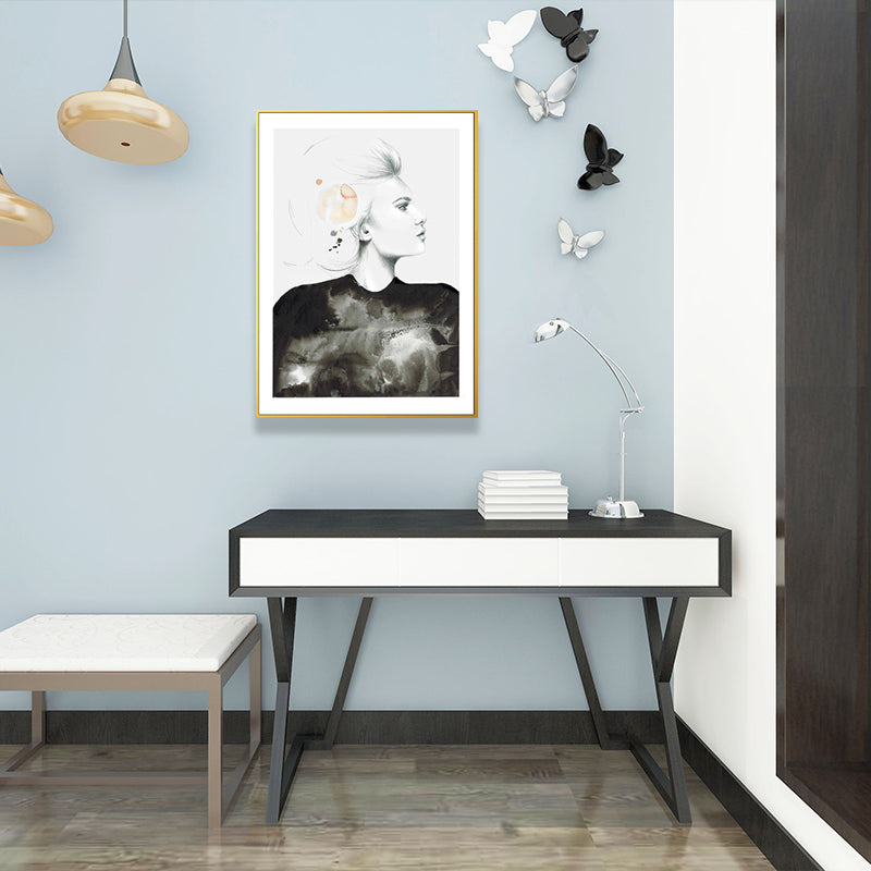 Brehn | Texturierte Figur und botanische Malerei Leinwand Glam Style Wandkunst Dekor für Badezimmer