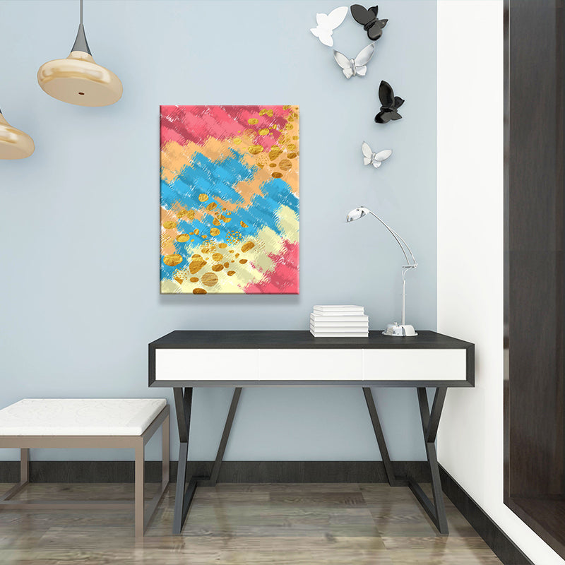 Brehn | Abstract Painting Wall Decoration Blue and Red Canvas Art Print for Living Room, Texture