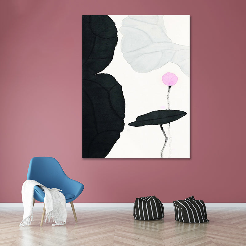 Brehn | Traditioneller Lotus-Teich-Leinwanddruck Dunkle Farbe Texturierten Wandkunst Dekor für Wohnzimmer