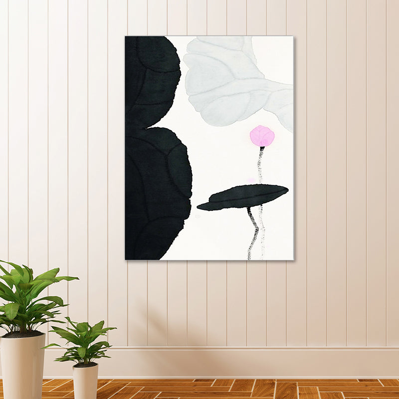 Brehn | Traditioneller Lotus-Teich-Leinwanddruck Dunkle Farbe Texturierten Wandkunst Dekor für Wohnzimmer