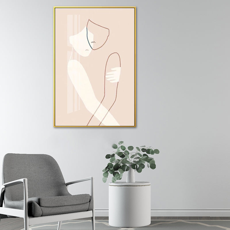 Brehn | Nordic Style Umarmende Figuren Leinwand Pink Texturiert Wandkunst Druck für Wohnzimmer