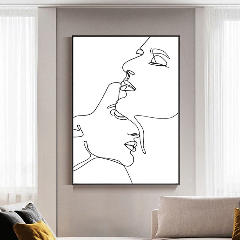Brehn | Nordic Style Charakter Muster Malerei Weiße Menschliche Kohlezeichnungen Wandkunst Druck