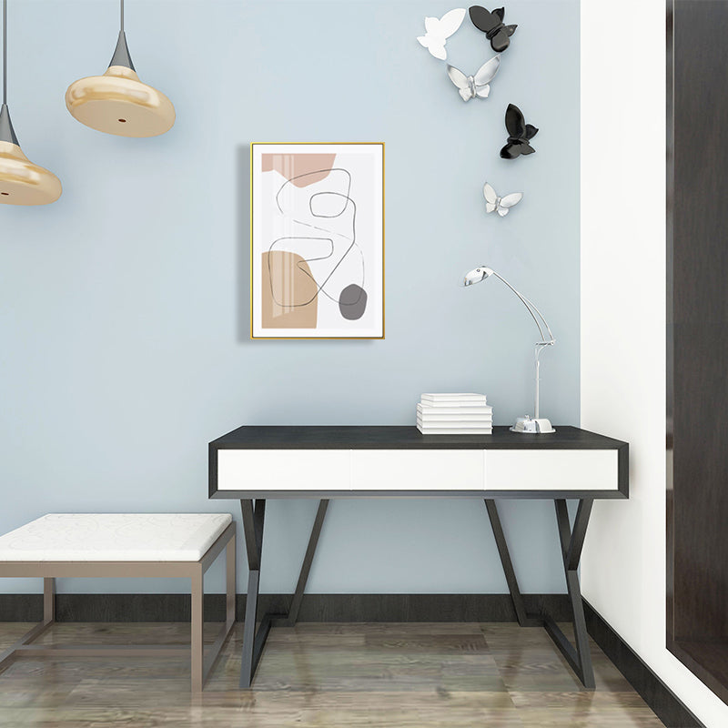 Brehn | Braun abstraktes Muster Leinwand Bleistift Skandinavische Textur Wandkunst für das Gästezimmer
