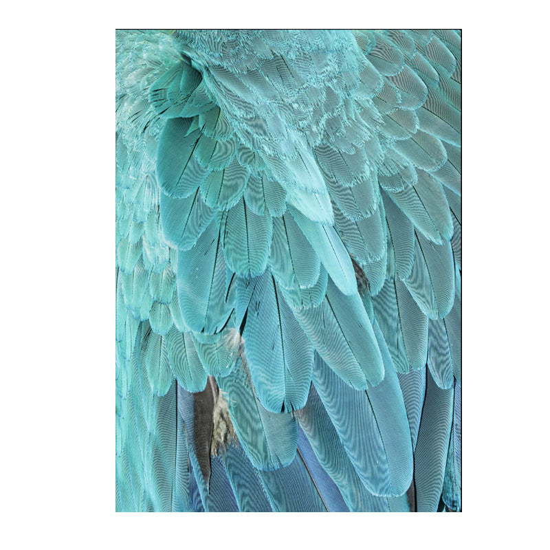 Brehn | Blaue Pfauenfedern Leinwand Kunst Texturierte Oberfläche Glam Wohnzimmer Wanddekoration