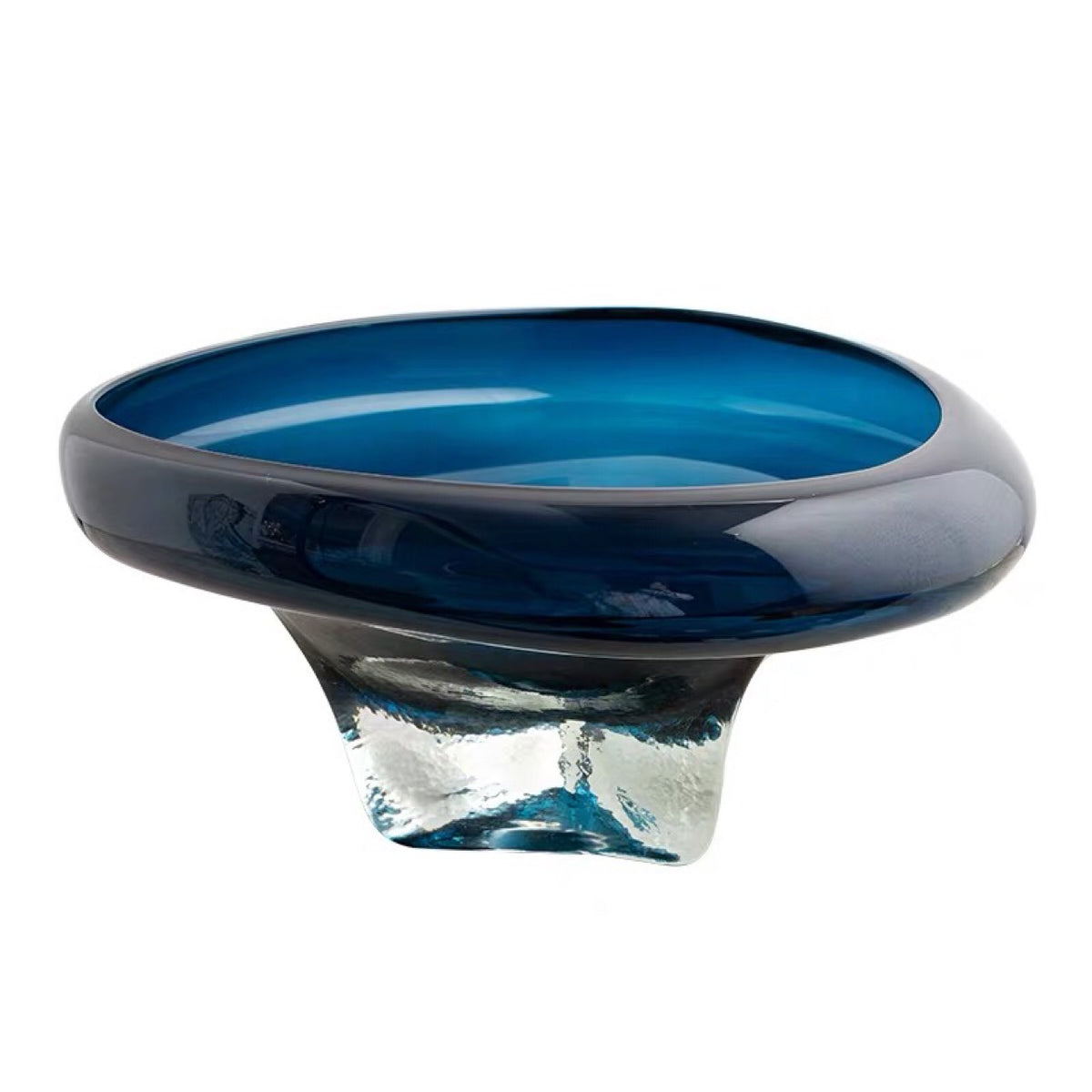 Handgeblasene dicke Glas-Podest-Mittelstück-Schüssel Brehn