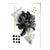 Abstraktes Blumenmotiv in Schwarz und Gold mit geometrischen Formen Nr. 2 – Wandbild