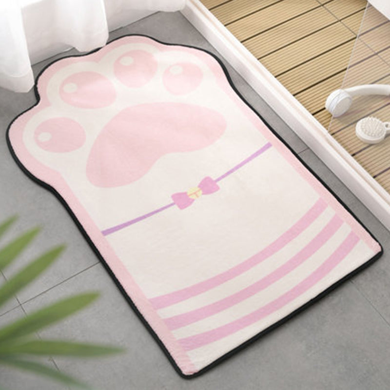 Brehn | Kinderen Kinderkamer Onregelmatige Vloerkleed in Roze en Paars Dierpoot Strikprint Vloerkleed Polyester Antislip Onderkant Gebied Vloerkleed