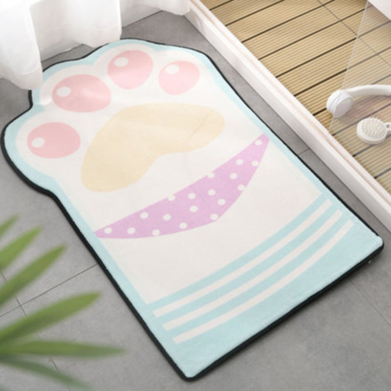 Brehn | Kinderen Kinderkamer Onregelmatige Vloerkleed in Roze en Paars Dierpoot Strikprint Vloerkleed Polyester Antislip Onderkant Gebied Vloerkleed
