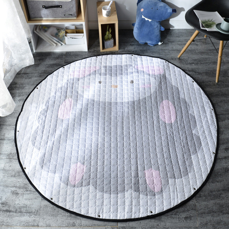 Brehn | Kinderzimmerteppich in Pink und Grau Tier Einhorn Kaninchen Schaf Druck Teppich Polyester Maschinenwaschbarer Teppich